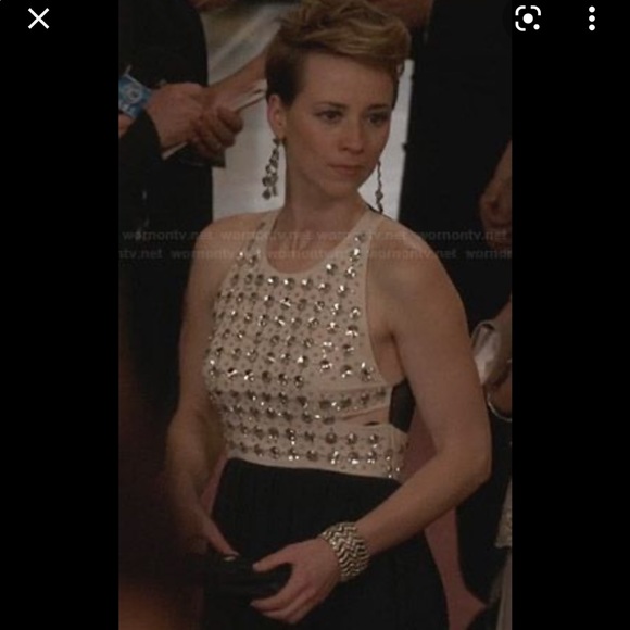 DVF Gidget Crystal Stud Long Dress - BLACK & CREAM - Picture 10 of 16